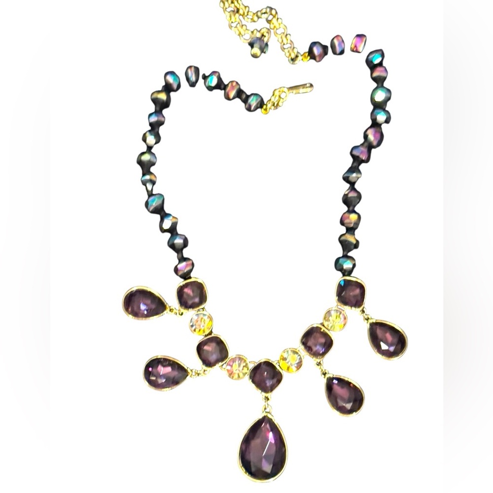 Heidi Daus Purple and Gold Statement Crystal Necklace  Emmy Worthy